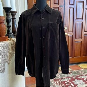 Liz Claiborne 100% Cotton Black Jacket Shirt Size M